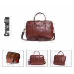 Krishiv Crocodile PU Vegan Faux Leather Laptop Messenger Bag